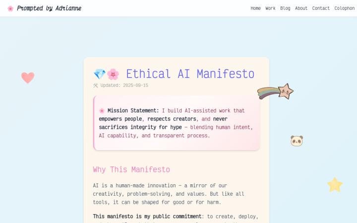 Screenshot of Ethical AI Manifesto
