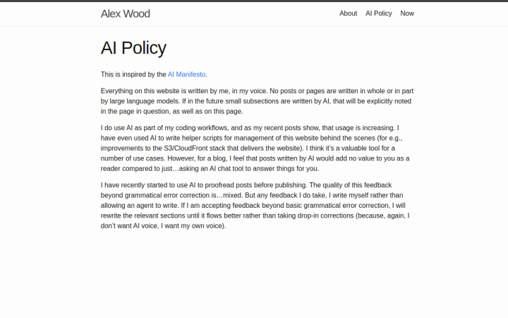 Screenshot of AI Policy