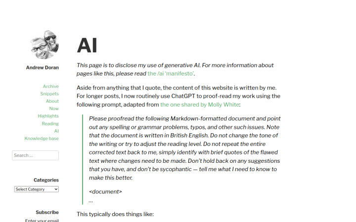 Screenshot of AI