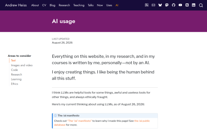 Screenshot of AI and My Work