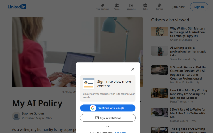 Screenshot of My AI Policy