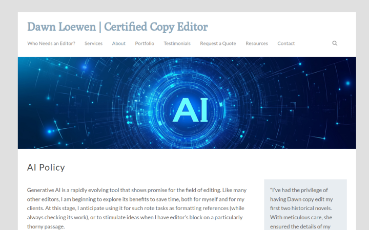 Screenshot of AI Policy