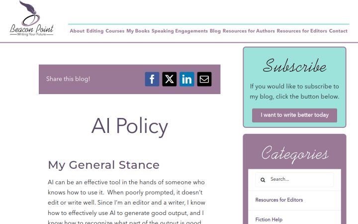 Screenshot of AI Policy
