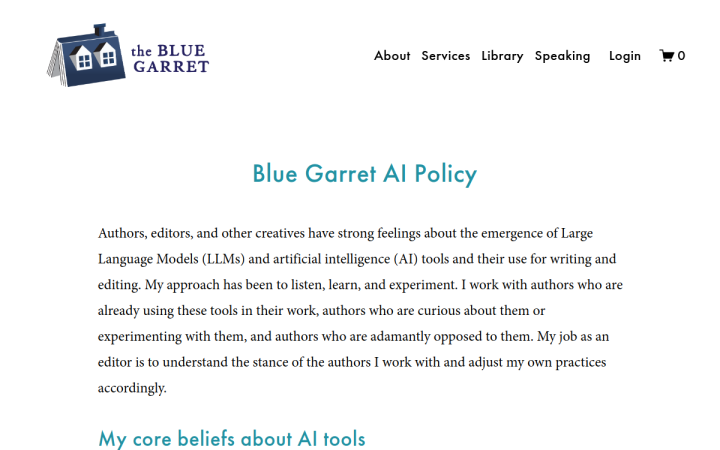 Screenshot of AI Policy