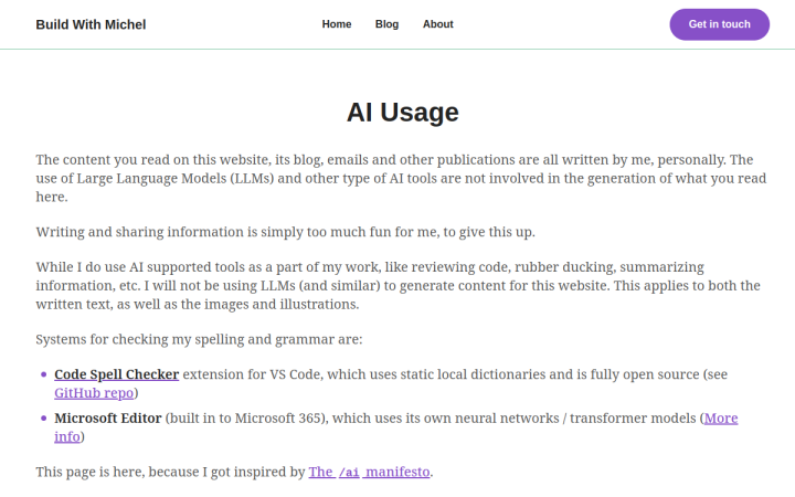 Screenshot of AI Usage